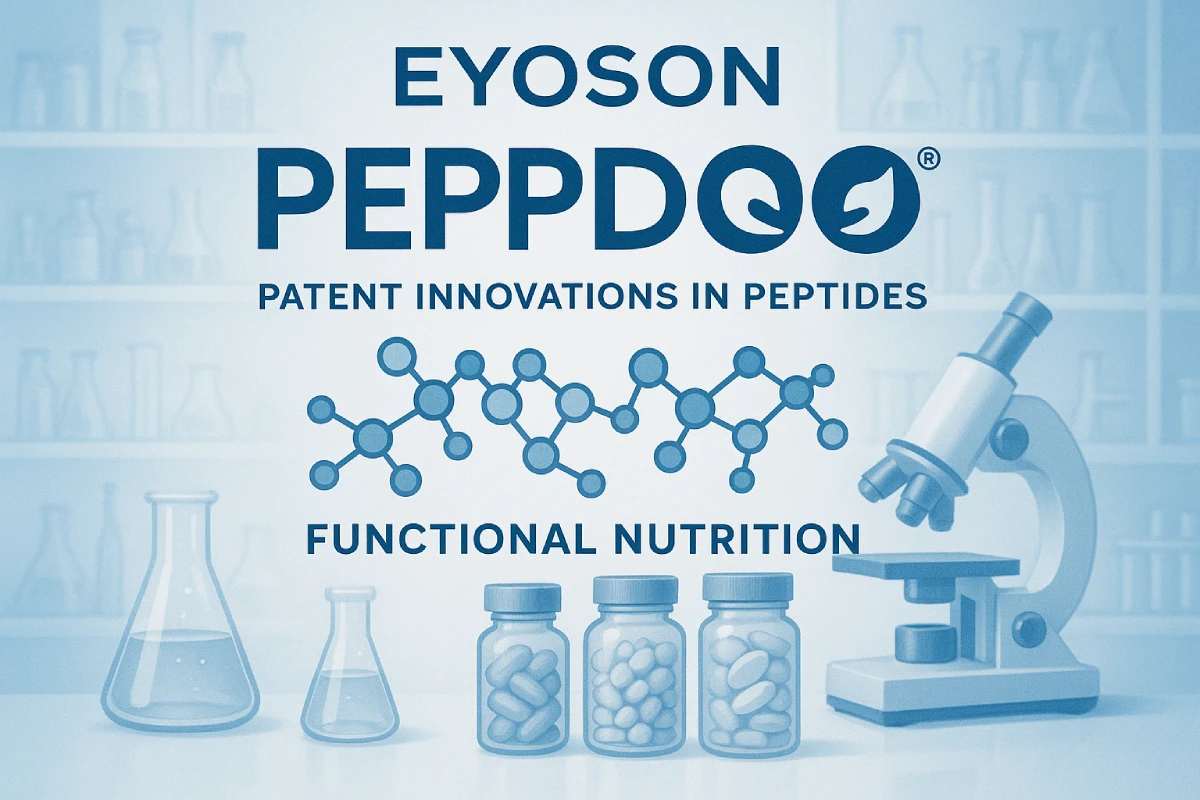 EYOSON's PEPDOO® patent innovations in peptides for functional nutrition - Peptide manufacturer and leader in small molecule peptide technology.