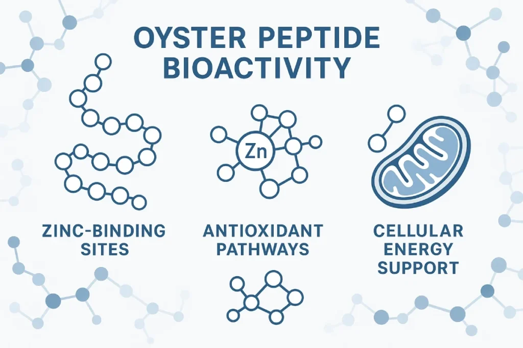 Mechanisms of oyster peptides showing zinc-binding, antioxidant, and anti-fatigue pathways for men's health applications