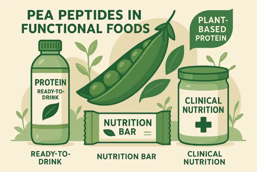 B2B applications of PEPDOO® pea peptides in beverages, nutrition bars, and medical nutrition products