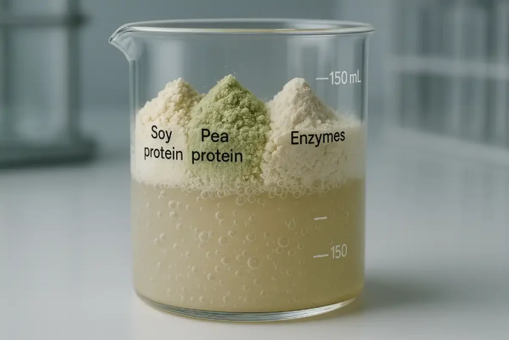 Enzymatic hydrolysis of plant-based peptides such as soy, pea, and rice proteins in a lab environment