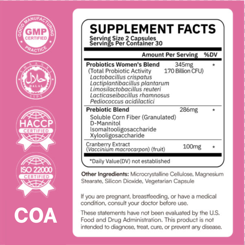 product spec women's probiotic